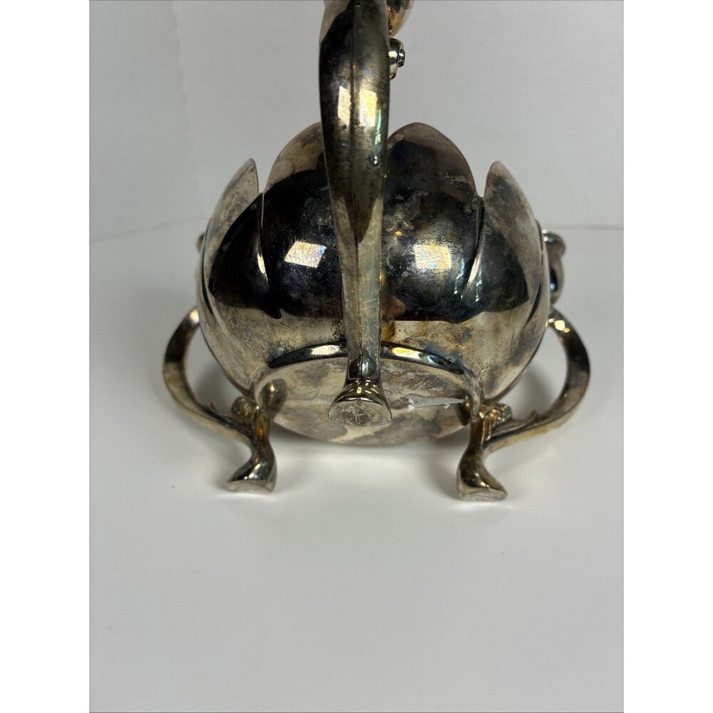 Vintage Silver Plated Lotus Flower Bowl 3-Candle Holder - Picture 4 of 7